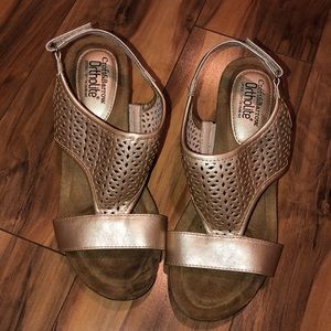 Rose Gold Wedge Sandals